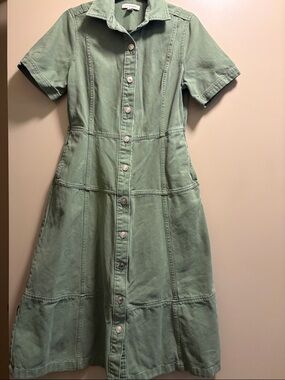 Light Green Denim Midi Dress